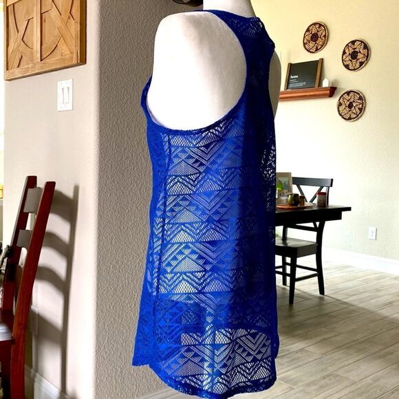 Miken Swim Swimwear Royal Blue Cover Tank Top Tunic Aztec Coastal M - Picture 6 of 9